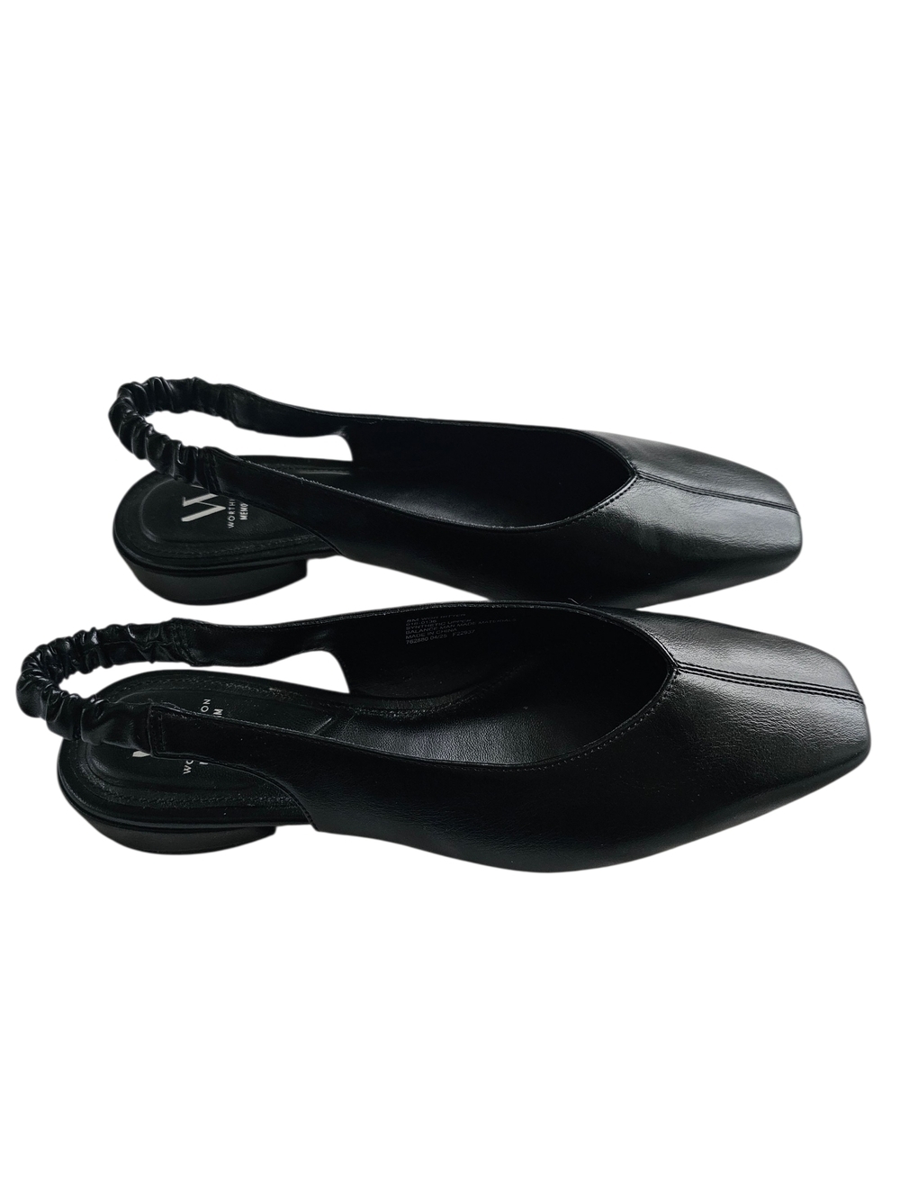 NWOT Worthington Black Ruched Slingback Square-Toe Flats With Memory Foam - Picture 1 of 8